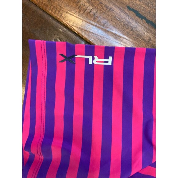 RLX Ralph Lauren Blue Pink Striped Short Sleeve Polo Shirt, Size L - Picture 3 of 4
